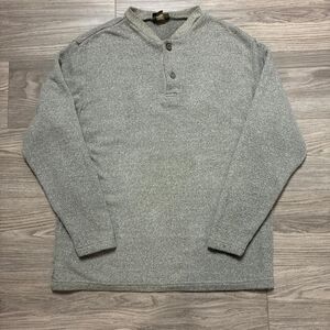 Vintage 90s Galyan's Knit Grey Sweater Size Medium Cozy Grandpa Cottage Core